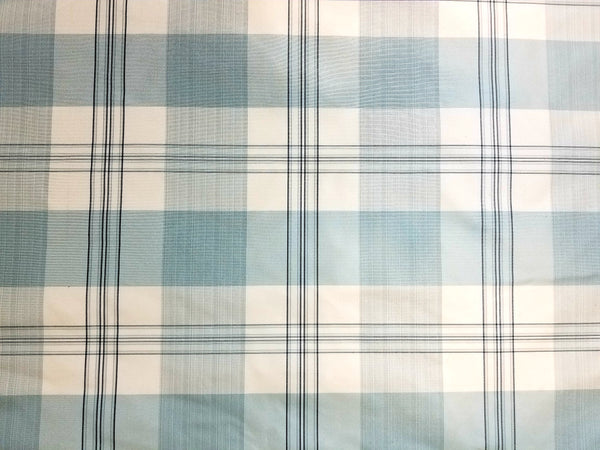 Blue and White Silk Taffeta Plaid Fabric by Cowtan & Tout
