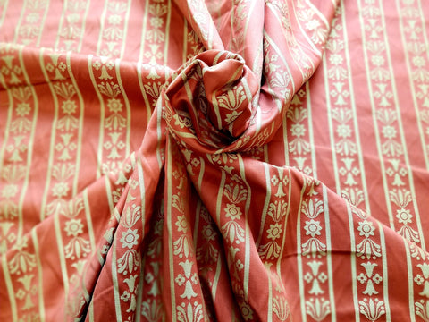 Red and Cream Silk Cotton Damask Fabric by Schumacher