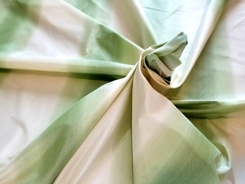 Green and Cream Ombre-Striped Silk Taffeta Fabric by Beacon Hill