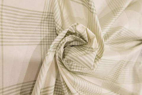 White and Green Plaid Silk Taffeta Fabric by Cowtan & Tout