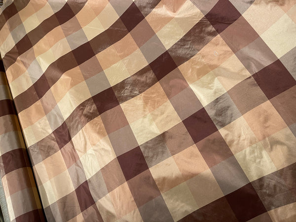 Brown Plaid Silk Taffeta Cowtan & Tout Fabric Flat