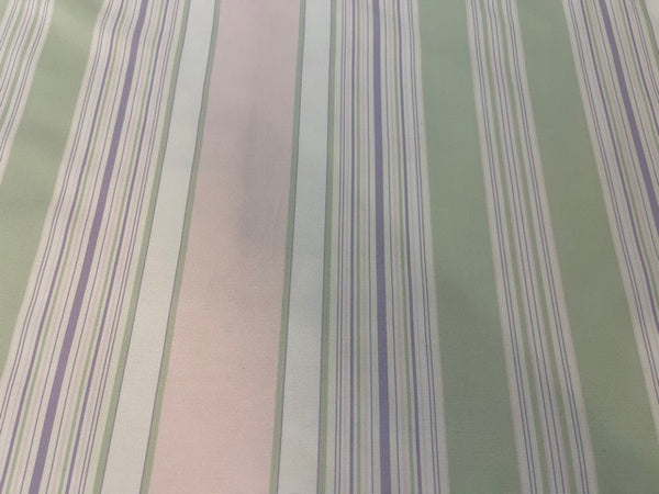 Cowtan & Tout Striped Silk Taffeta Fabric - pink, green, mauve