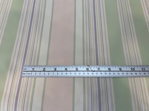 Cowtan & Tout Striped Silk Taffeta Fabric - pink, green, mauve