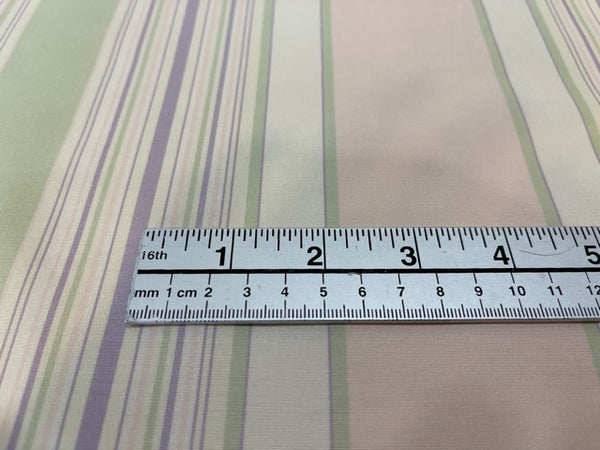 Cowtan & Tout Striped Silk Taffeta Fabric - pink, green, mauve