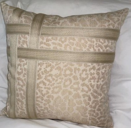 Schumacher Gold/Cream Leopard Print Pillow